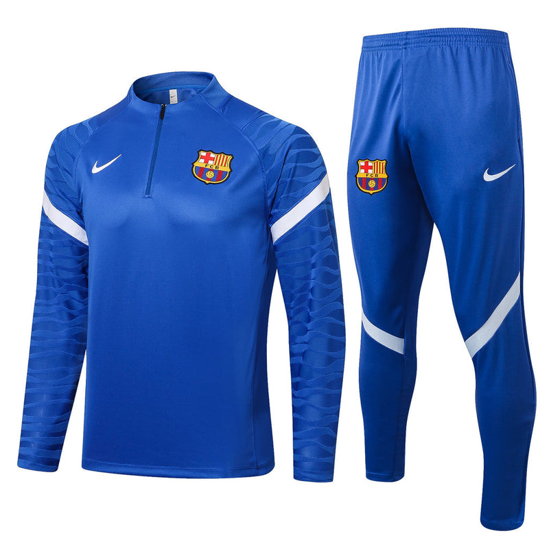 Fato de Treino Barcelona 21/22 Azul Com Ziper