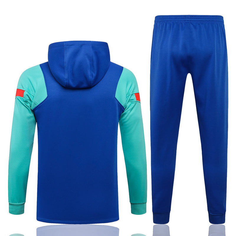 Fato de Treino Barcelona 21/22 Azul Com Capuz