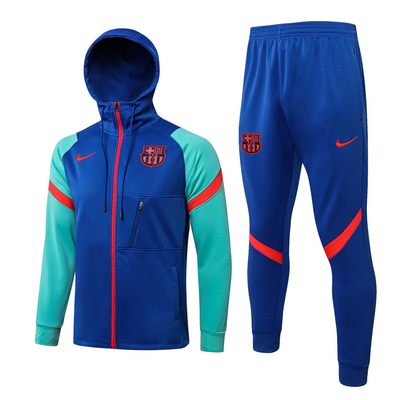 Fato de Treino Barcelona 21/22 Azul Com Capuz