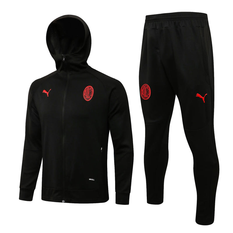 Fato de Treino AC Milan 21/22 Preta Com Capuz